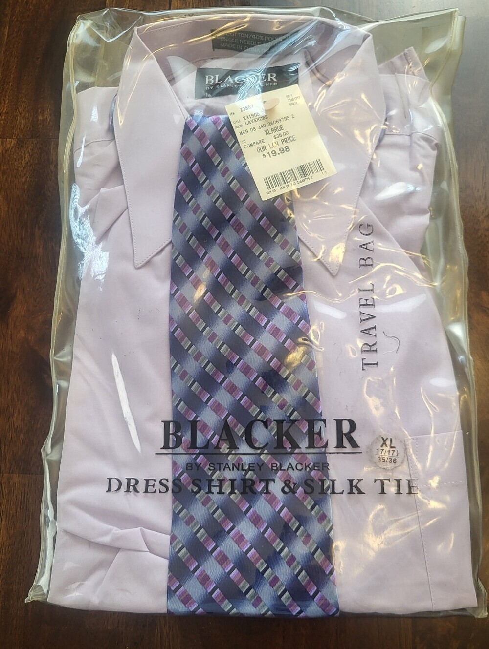 Blacker Men's Lavender Dress Shirt with Purple Patterned Silk Tie XL 35/36